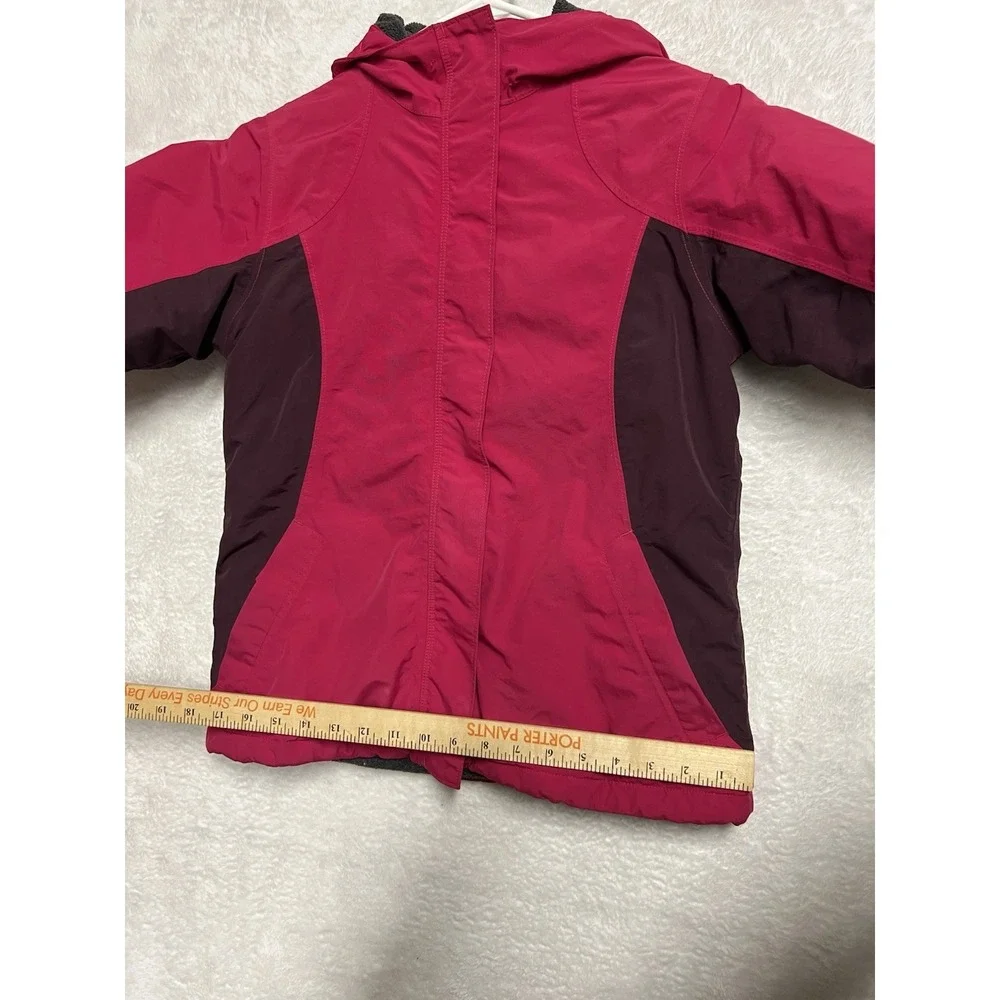Lands' End Squall Girls M 10-12 Pink Hooded Fleece‎ Lined Winter Jacket